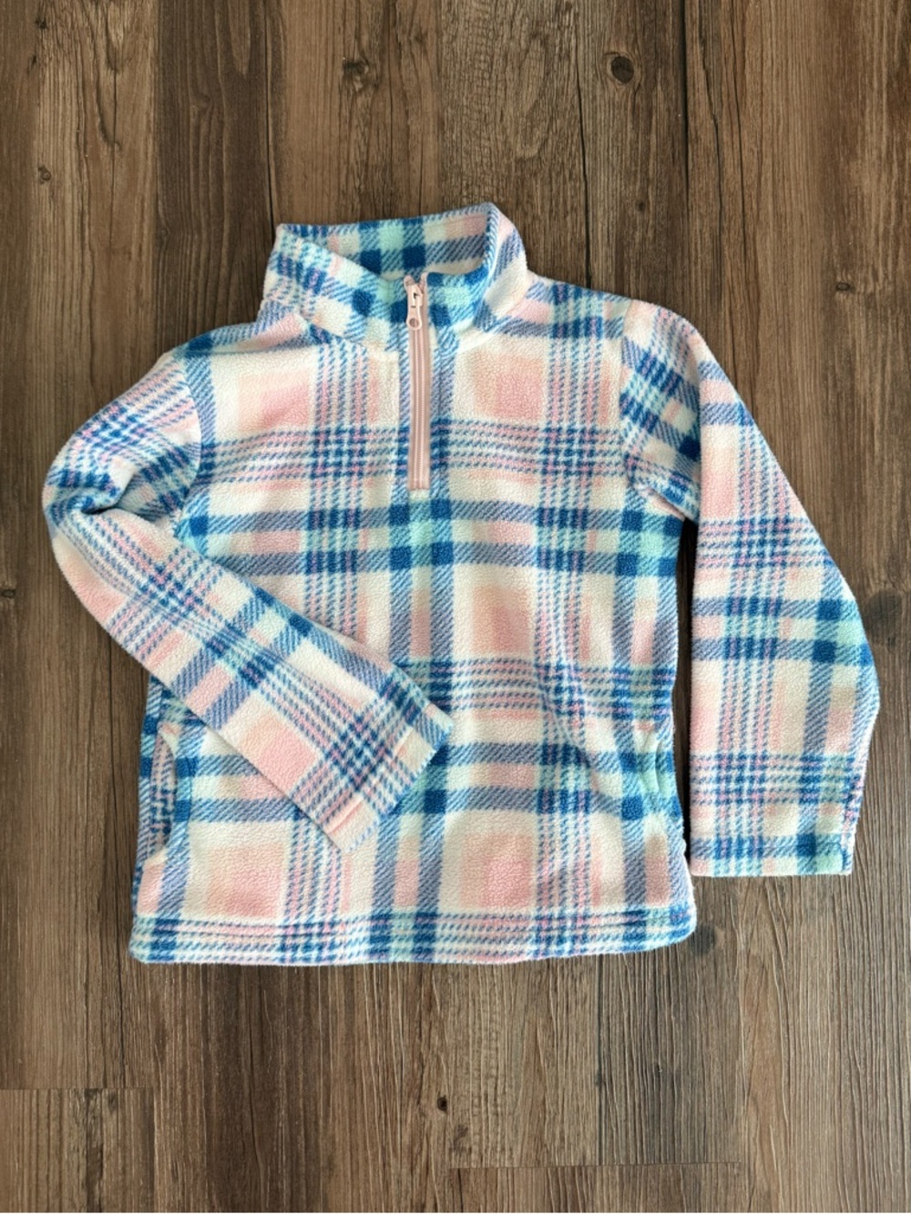 btween Pink & Blue Plaid Quarter-Zip Fleece Pullover